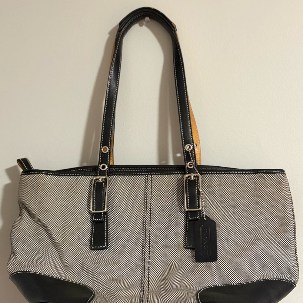 Coach Black and Tan Tote Bag